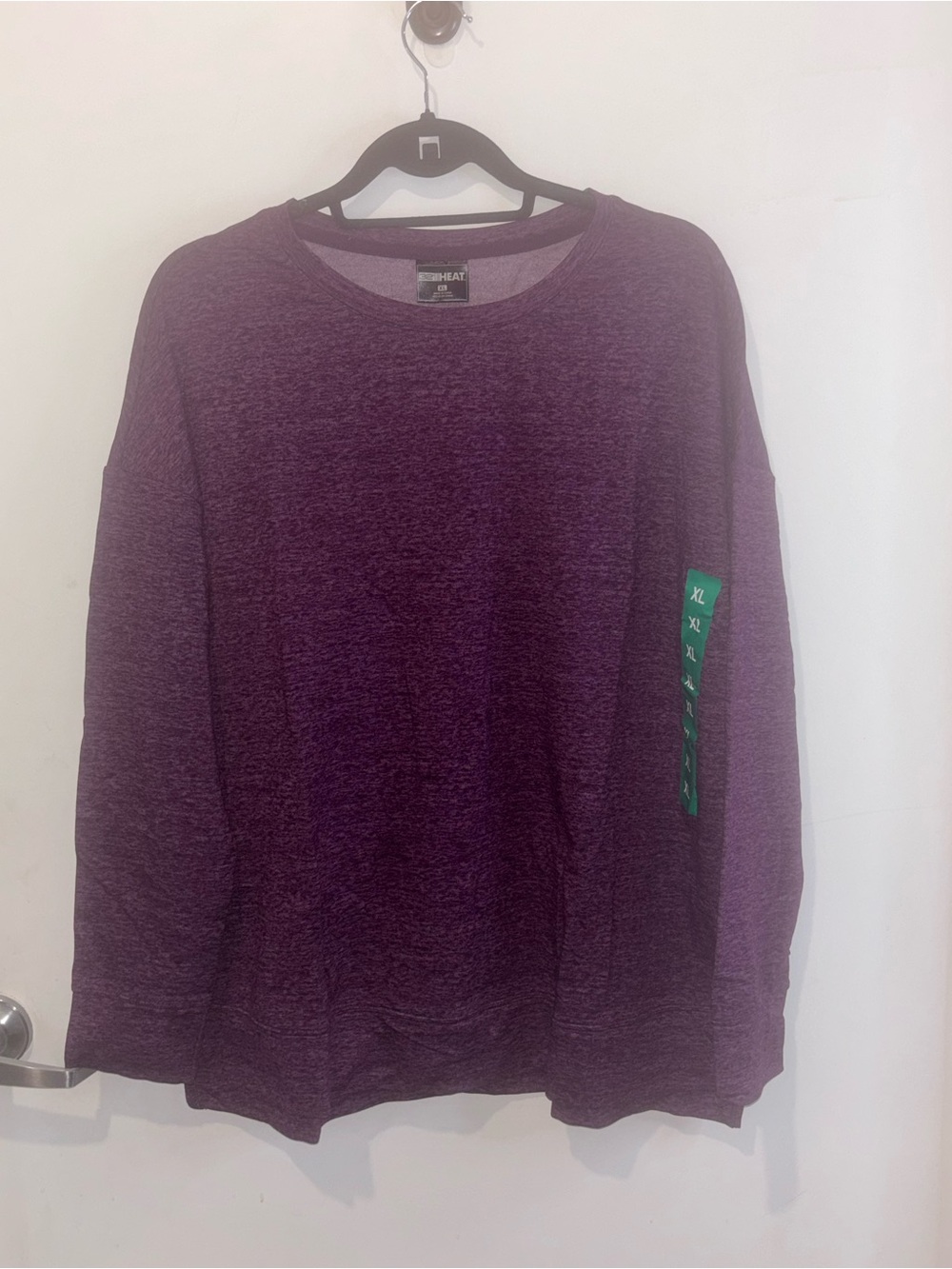 32 Degrees Heathered Plum Long Sleeve Pullover XL